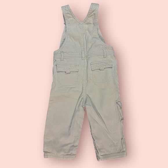 Vtg CORDUROY Overall Jumper Pants Size 18-24 Gymboree Embroidered Drum Tan 2002 - Picture 3 of 4